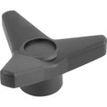 Kipp Triangular Grip D=M12 D1=85 H=37, Form:K Thermoplastic, Black, Comp:Brass K1083.28512